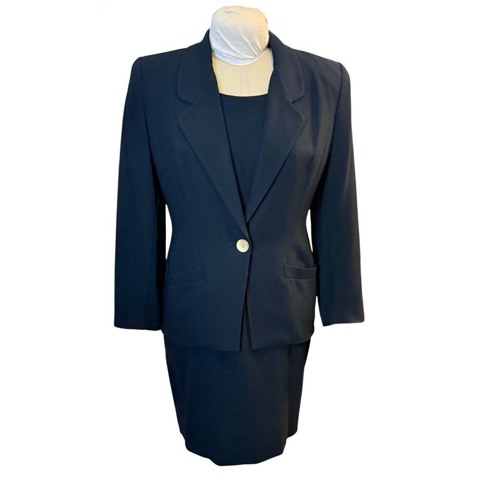 Liz Claiborne Dress Suit P10 Dress & Single Button Structured Blazer Classic Ico